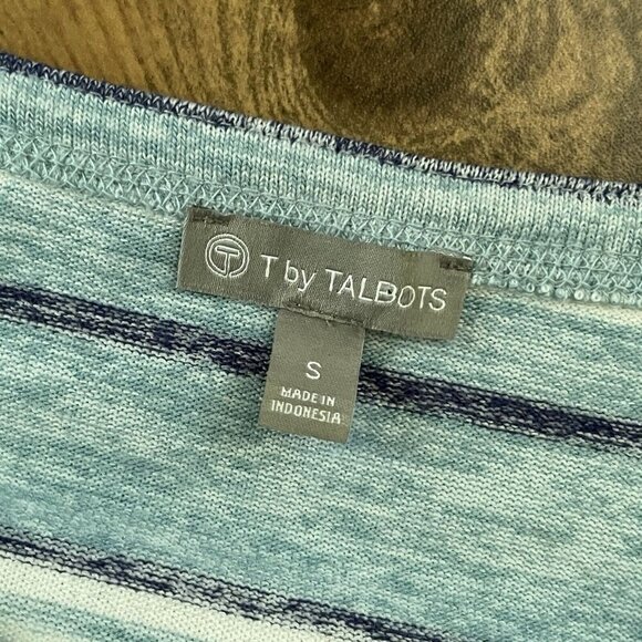 T by Talbots Womens Dress Sz Small Blue Stripe Drawstring Tie Waist Midi Preppy - Picture 10 of 10